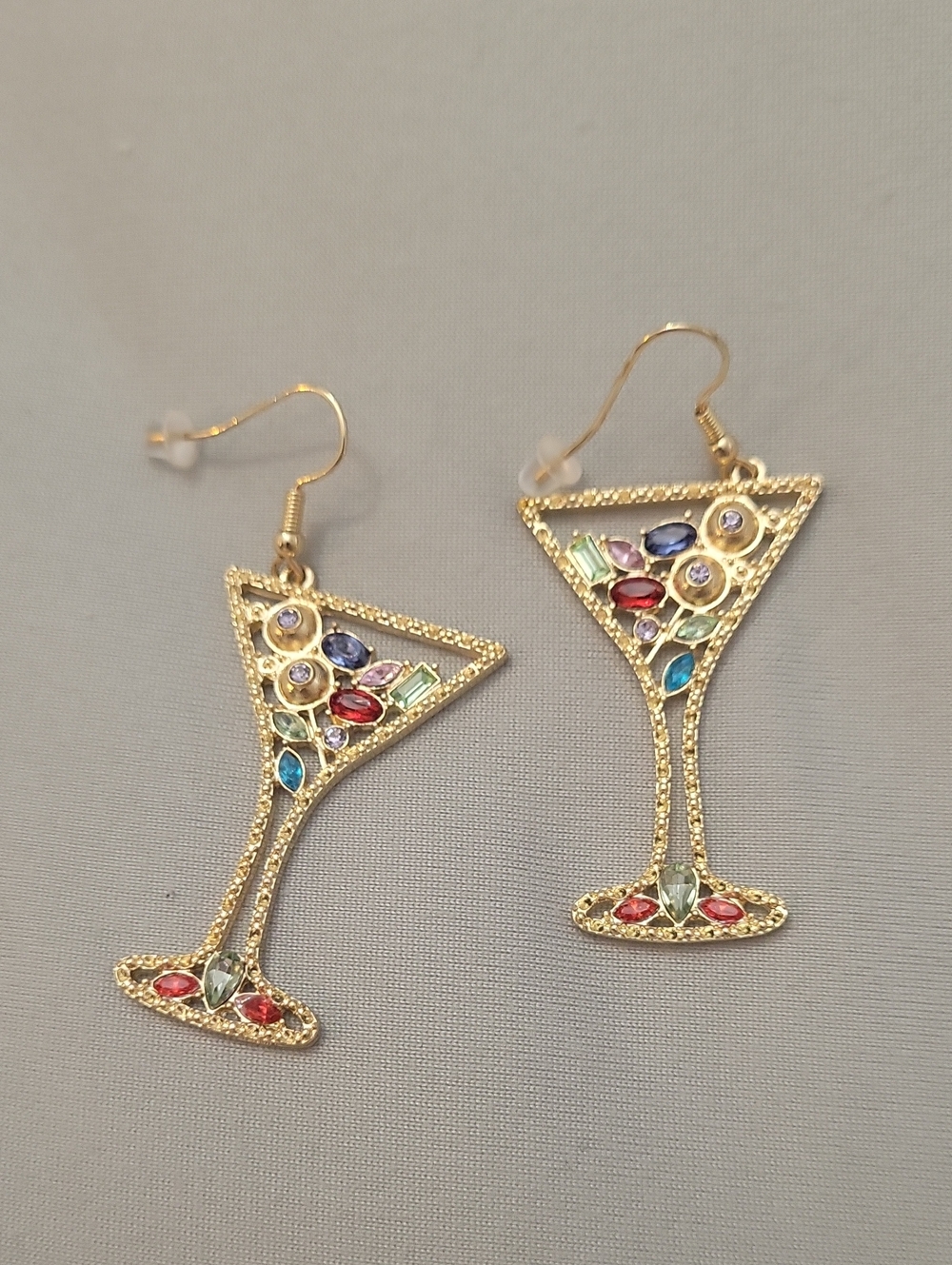 Gold-Tone Multicolor Cocktail Glass Drop Earrings